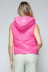 Zip Up Quilted Hooded Vest Snobbish